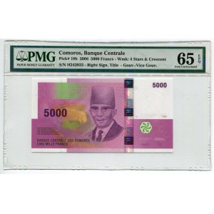 Comoros 5000 Francs 2006 PMG 65 EPQ