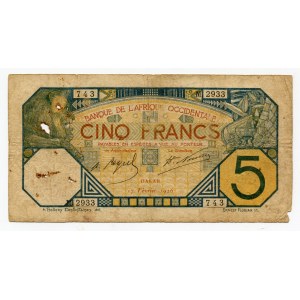 French West Africa 5 Francs 1926