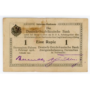 German East Africa 1 Rupie 1916 Cancelled note