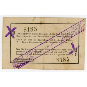 German East Africa 1 Rupie 1916 Cancelled note