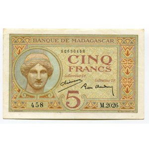 Madagascar 5 Francs 1937 (ND)