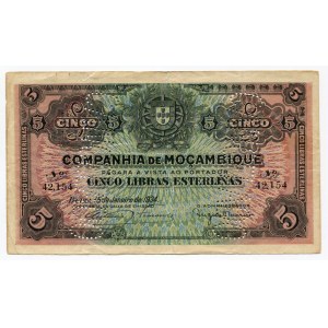 Mozambique 5 Libras 1934 Cancelled note