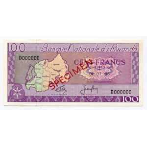 Rwanda 100 Francs 1965 SPECIMEN