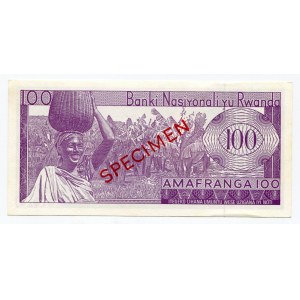 Rwanda 100 Francs 1965 SPECIMEN