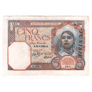 Tunisia 5 Francs 1941