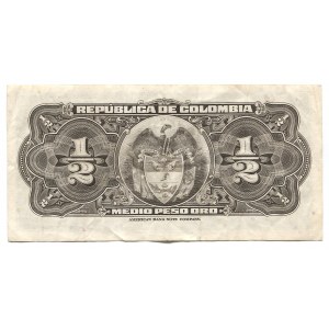Colombia 1/2 Peso Oro 1953