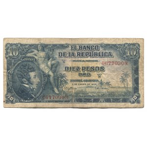 Colombia 10 Pesos Oro 1953