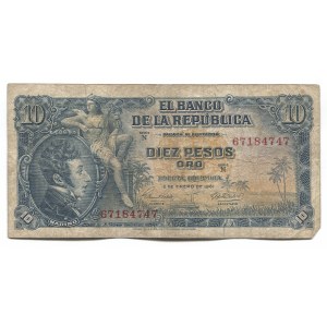 Colombia 10 Pesos Oro 1961