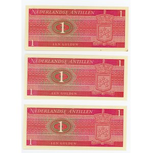 Netherlands Antilles 3 x 1 Gulden 1970