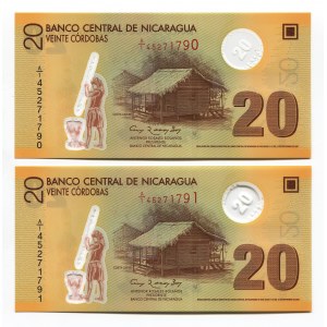 Nicaragua 2 x 20 Cordobas 2007