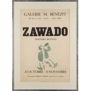 Jan Wacław (Zawado) ZAWADOWSKI (1891-1982), Plakat do wystawy własnej z odręczną ilustracją w akwareli