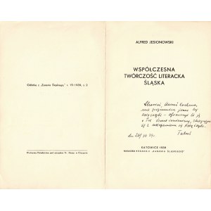 JESIONOWSKI Alfred (1902-1945?): Współczesna twórczość literacka Śląska. Katowice: nakł...