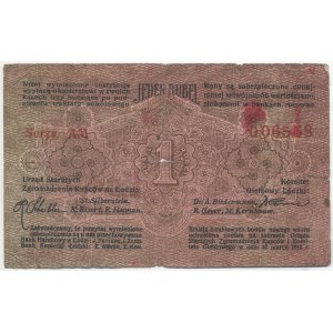JEDEN rubel, dawny zabór rosyjski - Łódź - Urząd Starszych Zgromadzenia Kupców i Komitet Giełdowy, 13.03.1915...