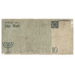 Zehn Mark - Getto Łódź, 10 Marek 15 Mai 1940. - 7,4 × 14,8 cm, numer 084761. Banknot z śladami złożenia...