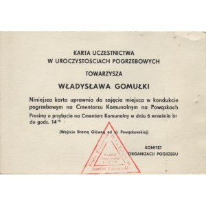 GOMUŁKA Władysław (1905-1982) - I sekretarz KC PZPR od 21 października 1956 do 20 grudnia 1970...