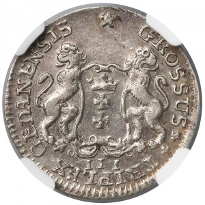 Trojak Gdańsk 1755 w czystym srebrze