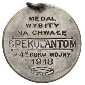 Medal Wybity na Chwałę Spekulantom 1918