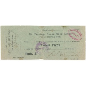 Częstochowa, Ryski Bank Handlowy, 3 ruble 1914