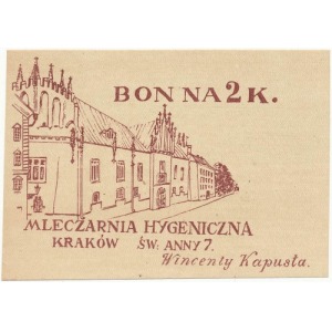 Kraków, Mleczarnia HYGENICZNA, 2 korony