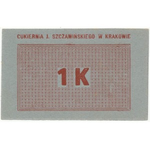 Kraków, Cukiernia J.SZCZAWIŃSKIEGO 1 korona