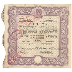 Lubelska Fabryka Portland-Cementu FIRLEY, Em.1, 5x 500 mk 1921