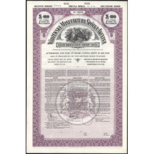 Widzewska Manufaktura SPECIMEN Obligacji 400 funtów 1930 