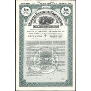 Widzewska Manufaktura SPECIMEN Obligacji 40 funtów 1930 