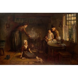 Cornelis Kees Terlouw(1890-1948),''W izbie flamandzkiej rodziny chłopskiej''
