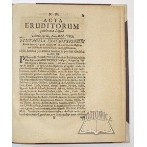 (HEWELIUSZ Jan), Acta Eruditorum anno MDCLXXXII publicata [...].