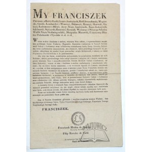 FRANCISZEK I (1768-1835), My Franciszek Pierwszy z Bożey Łaski Cesarz Austryacki (...)