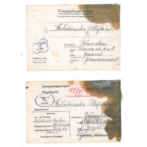 (Camp LETTERS). Kolakowski Czeslaw, Two letters to Stefania Kolakowska from Stalag XA on original Kriegsgefangenepost blanks.