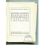 (BENTKOWSKI Władysław), Notatki osobiste Władysława Bentkowskiego z roku 1863.