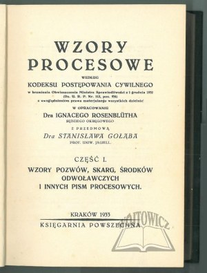 ROSENBLÜTH Ignacy dr., Wzory procesowe.