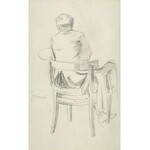 Stanisław KACZOR BATOWSKI (1866-1945), Szkic ukazanego tyłem mężczyzny siedzącego na krześle trzymającego sztalugę