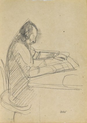 Wojciech WEISS (1875-1950), Mężczyzna czytający przy stole – Portret ojca artysty Stanisława, 1914