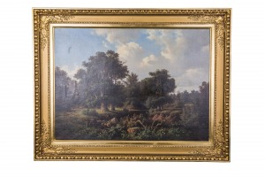 Georg Engelhardt (1823-1883), Krajobraz leśny z sarnami