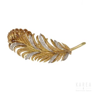 A brooch modelled as a feather, France, 20th century
