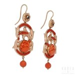 A pair of carved coral earrings, Italy, late 19th/early 20th century