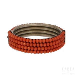 A coral snap bangle, late 19th century