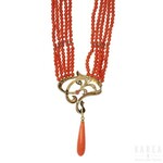 An Art Nouveau style coral necklace, 20th century