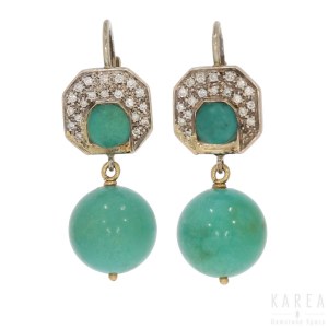 A pair of turquoise earrings, 20th century