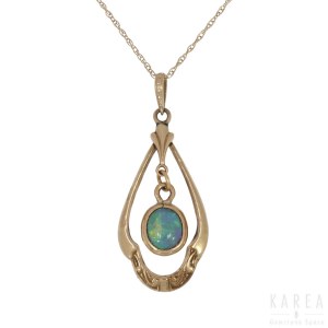 An opal pendant with chain, 20th century