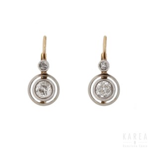 A pair of diamond earrings, 1920s-30s