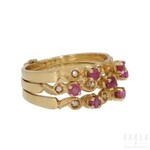 A ruby and diamond triple band ring, contemporary