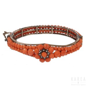 A coral snap bangle, late 19th century