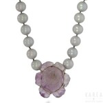 A pearl and carved amethyst necklace, 20th century