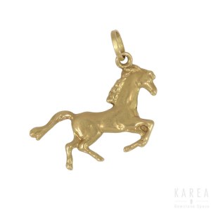 A pendant/charm modelled as a galloping horse, Italy, 20th century