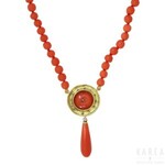 A coral bead necklace, 20th century