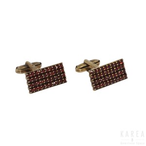 A pair of garnet set cufflinks, Czechia, 20th century