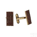 A pair of garnet set cufflinks, Czechia, 20th century